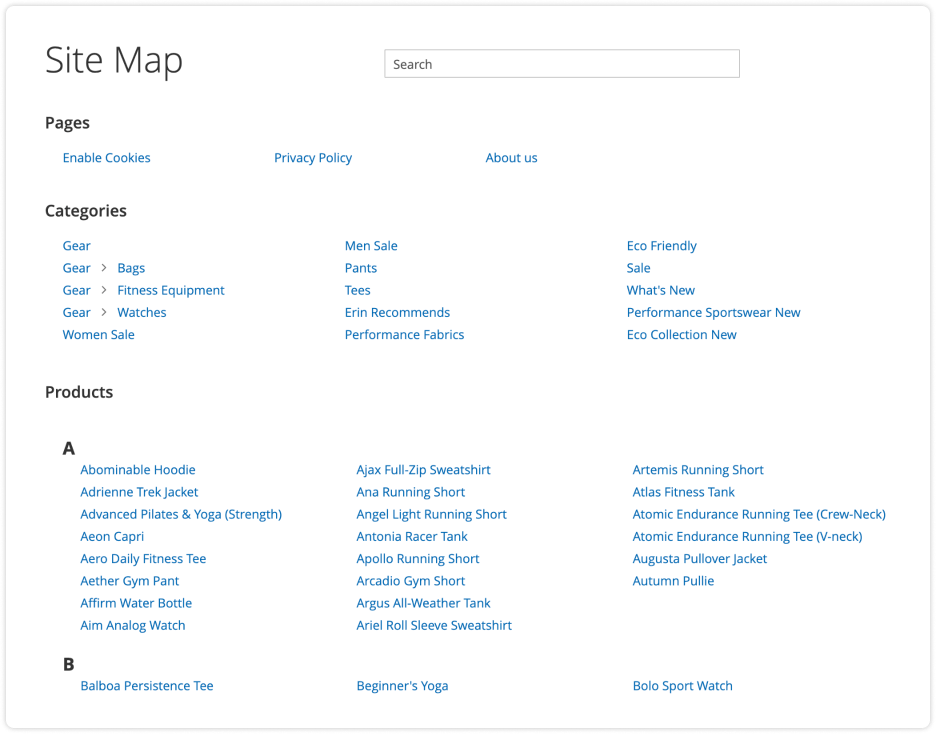 HTML sitemap in Mirasvit SEO Suite Ultimate extension for Magento 2.