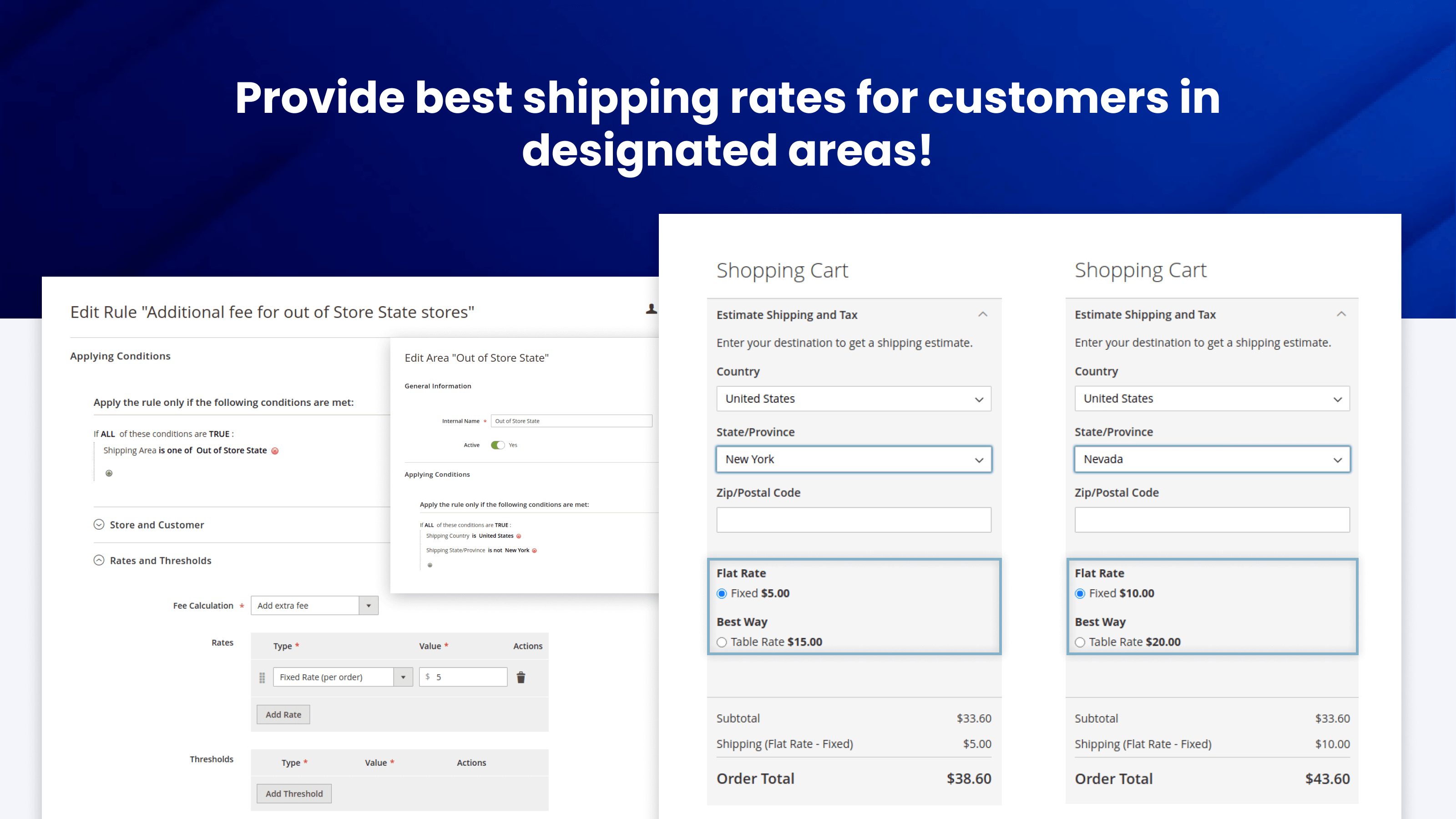Extra fee for orders shipped outside the store's state