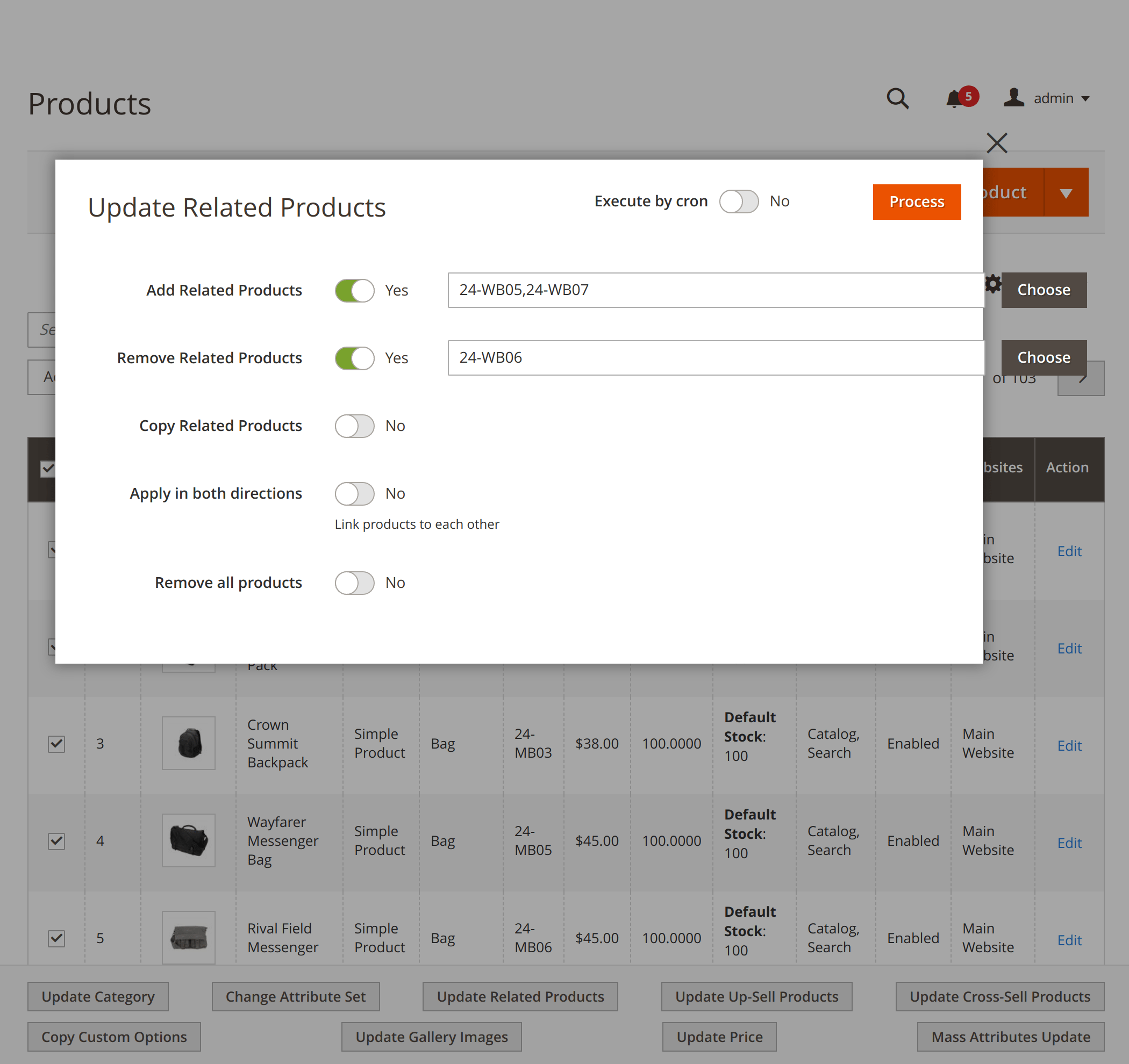 Updating related products with Mirasvit Magento 2 Product Mass Action extension